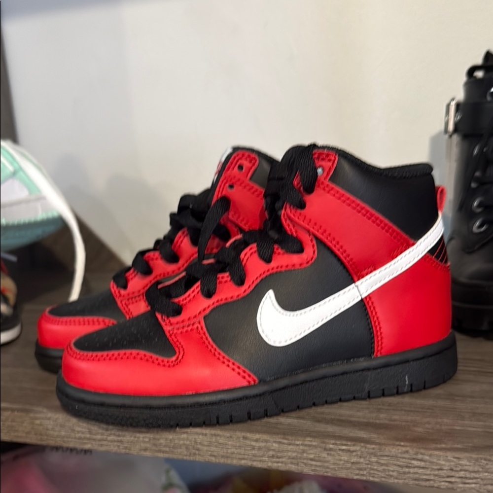 Red and Black High-Top Sneakers